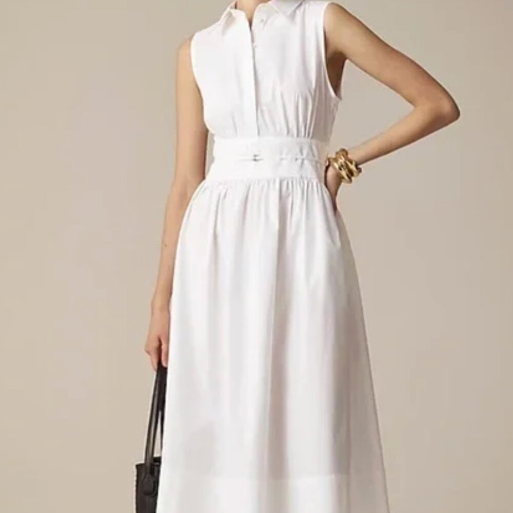 J. Crew fitted-waist shirtdress in cotton poplin